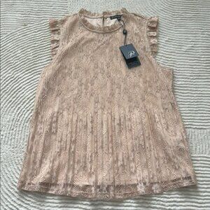 Adrianna Papell nwt Pink Lace Sleeveless Top tanktop blush cream